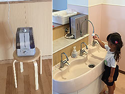 幼稚園に設置した超音波噴霧器「プロミスト」＆除菌電解水給水器「＠手洗い」