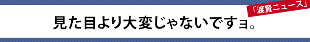 見た目より大変じゃないですョ。～渡賢ニュース