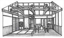 平屋建ての家　内観パース